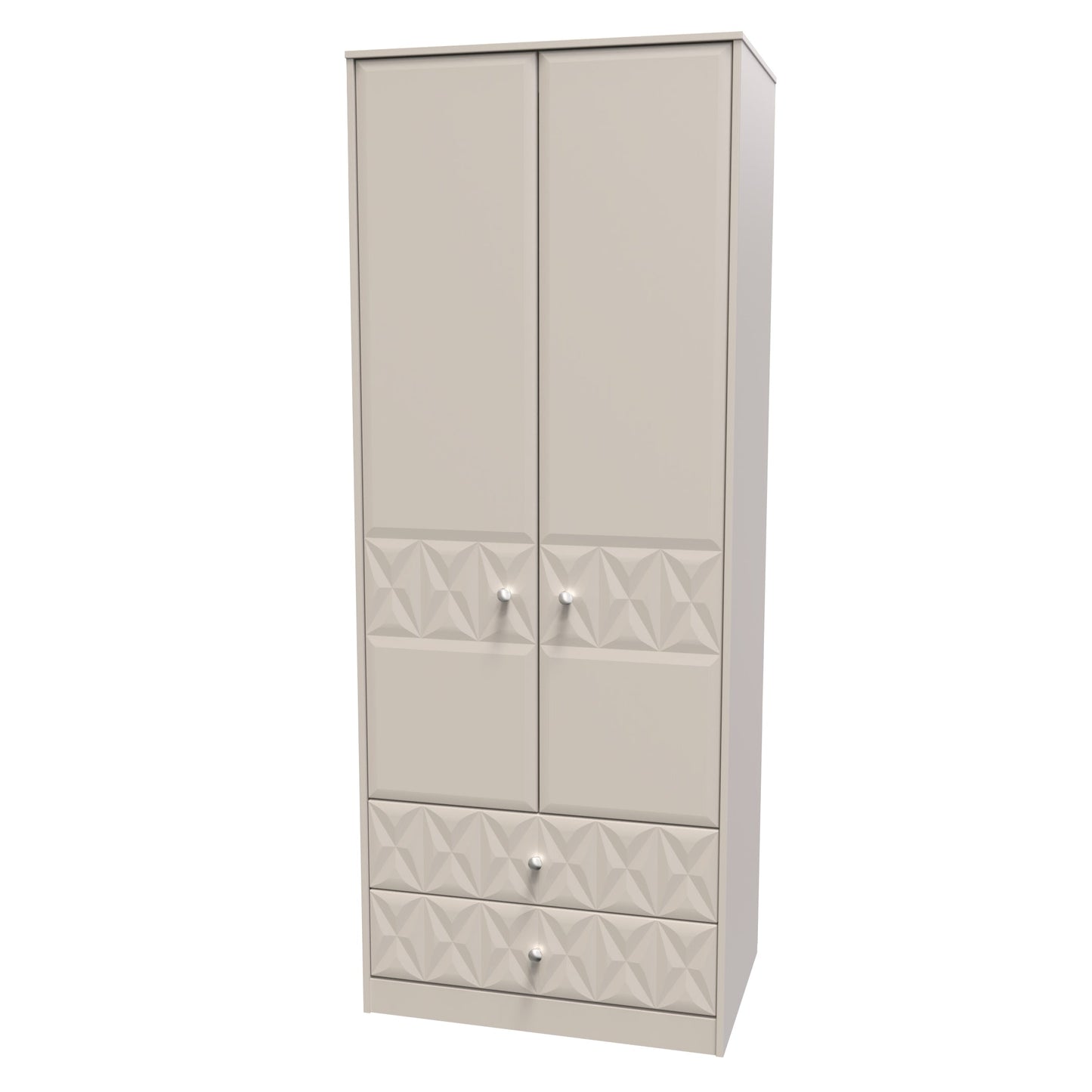 Pixel Tall Wardrobe Off-white 2 Doors 2 Drawers 77cm