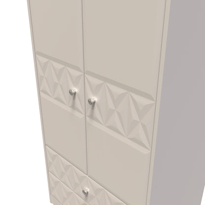 Pixel Tall Wardrobe Off-white 2 Doors 2 Drawers 77cm