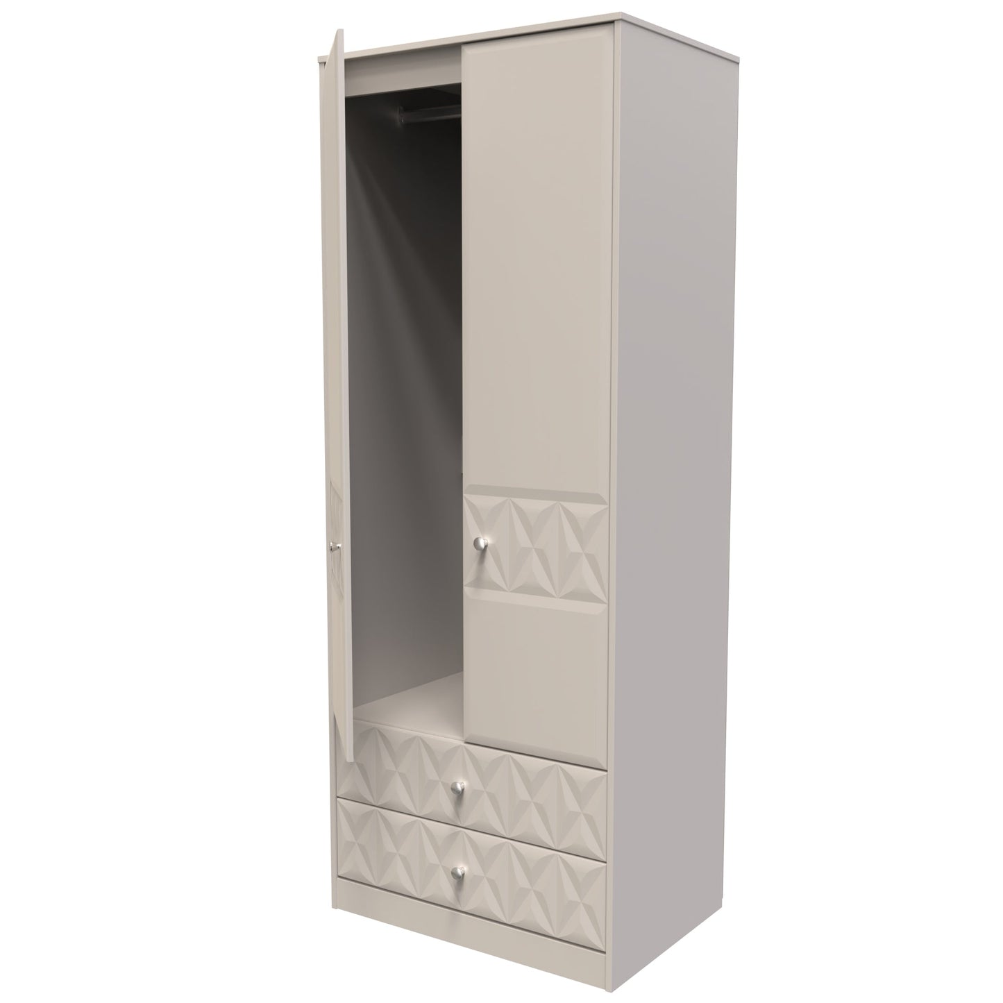 Pixel Tall Wardrobe Off-white 2 Doors 2 Drawers 77cm