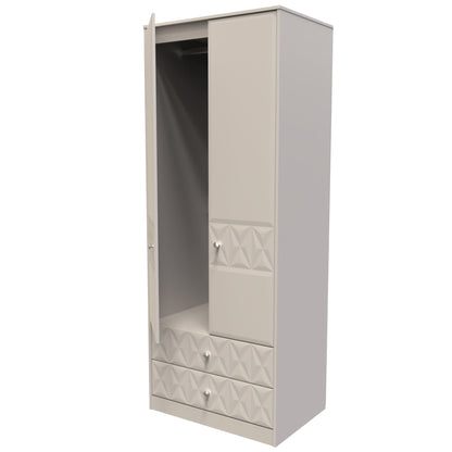 Pixel Tall Wardrobe Off-white 2 Doors 2 Drawers 77cm