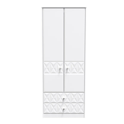 Pixel Tall Wardrobe White 2 Doors 2 Drawers 77cm