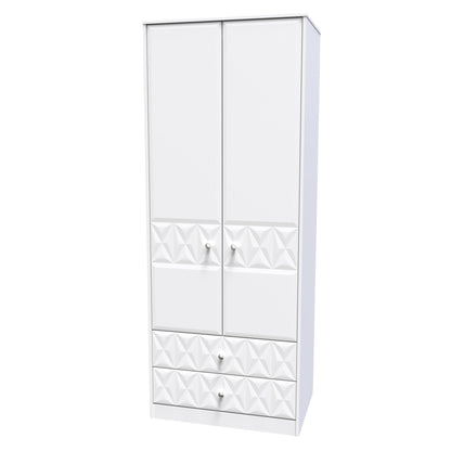Pixel Tall Wardrobe White 2 Doors 2 Drawers 77cm