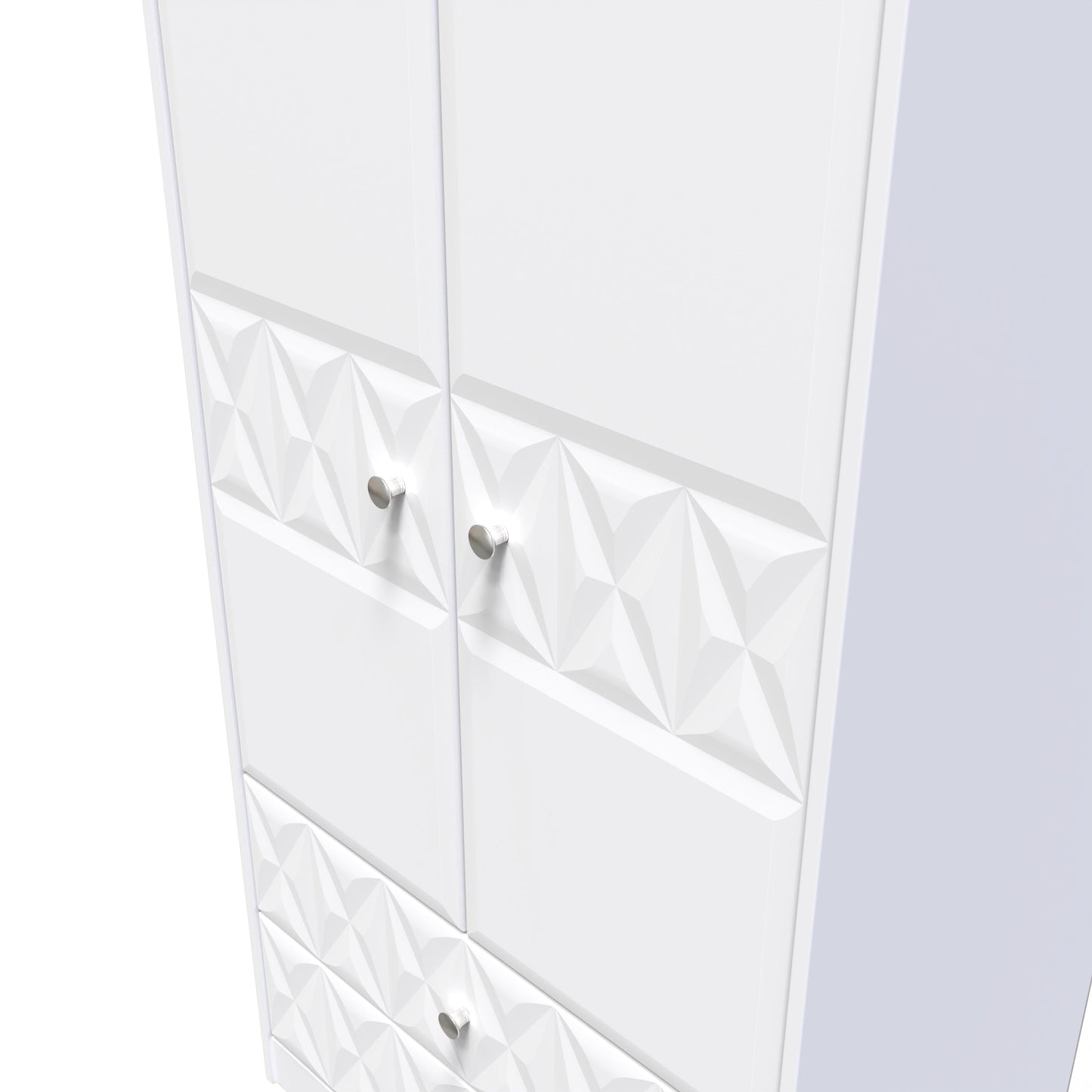 Pixel Tall Wardrobe White 2 Doors 2 Drawers 77cm