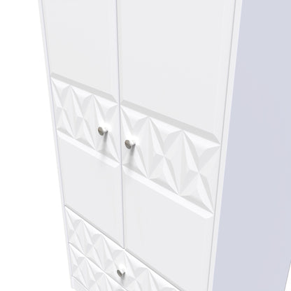 Pixel Tall Wardrobe White 2 Doors 2 Drawers 77cm