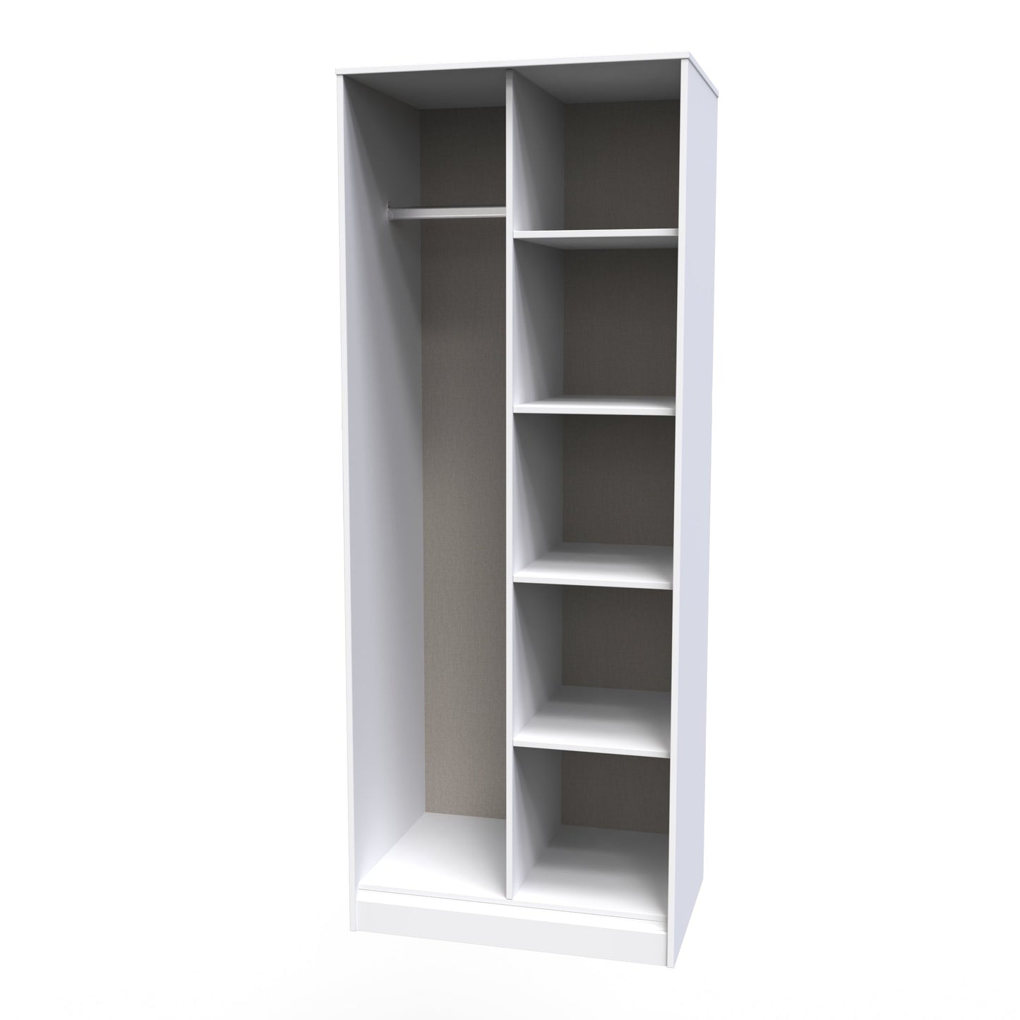Pixel Tall Wardrobe White 5 Shelves 77cm