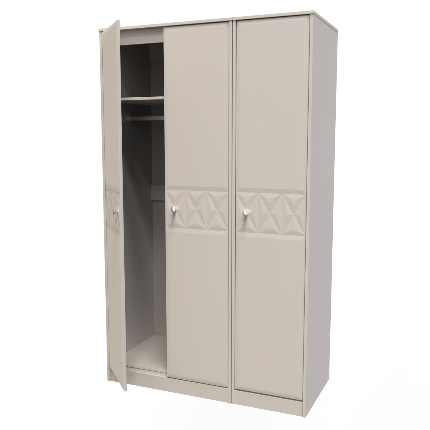 Pixel Tall Wardrobe Off-white 3 Doors 1 Shelf 116cm