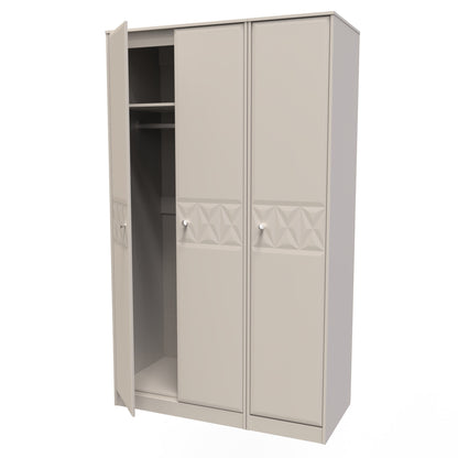 Pixel Tall Wardrobe Off-white 3 Doors 1 Shelf 116cm