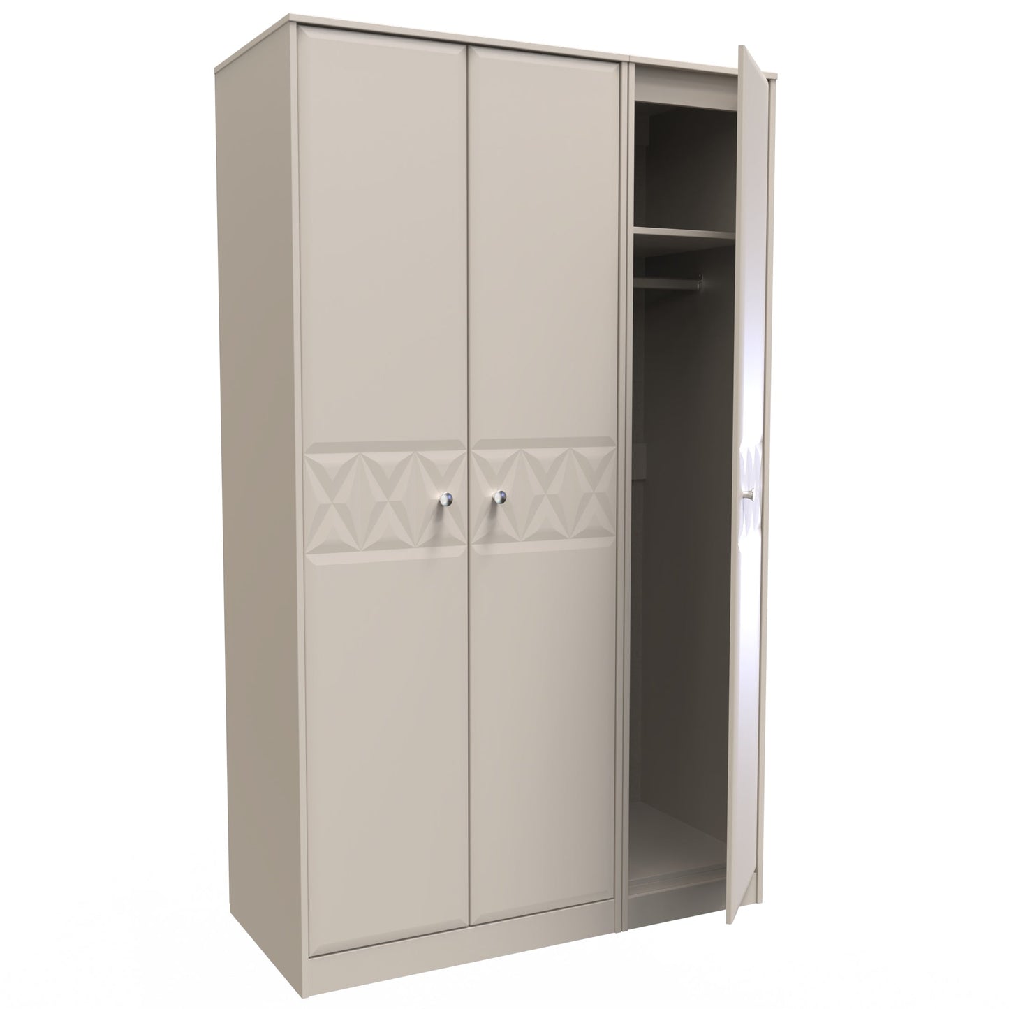 Pixel Tall Wardrobe Off-white 3 Doors 1 Shelf 116cm
