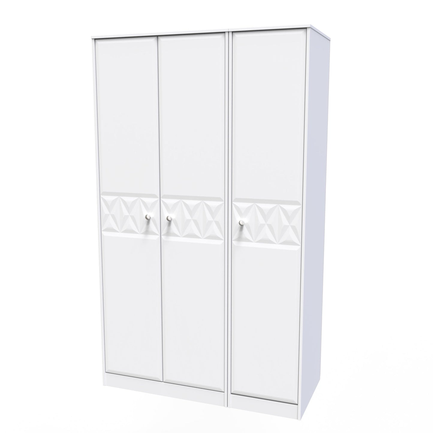 Pixel Tall Wardrobe White 3 Doors 1 Shelf 116cm