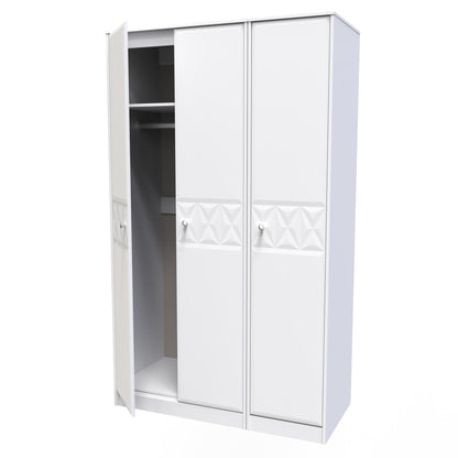 Pixel Tall Wardrobe White 3 Doors 1 Shelf 116cm