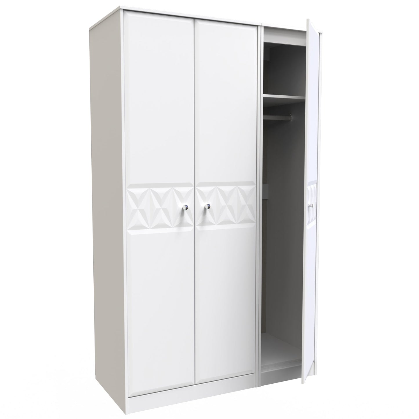 Pixel Tall Wardrobe White 3 Doors 1 Shelf 116cm