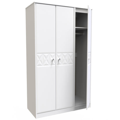 Pixel Tall Wardrobe White 3 Doors 1 Shelf 116cm
