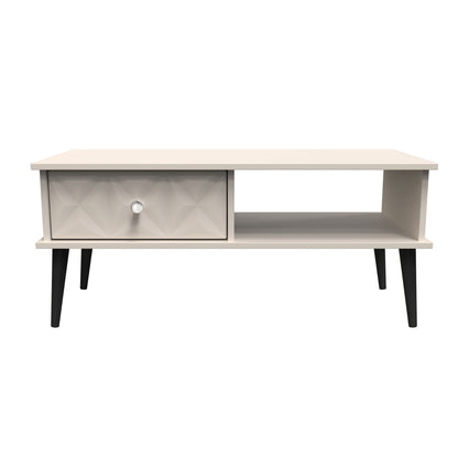 Pixel Coffee Table Off-white 1 Shelf 1 Drawer 92cm