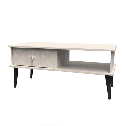 Pixel Coffee Table Off-white 1 Shelf 1 Drawer 92cm