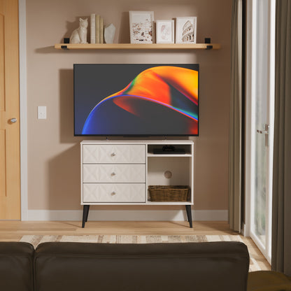 Pixel TV Unit Off-white 2 Shelves 3 Drawers 97cm