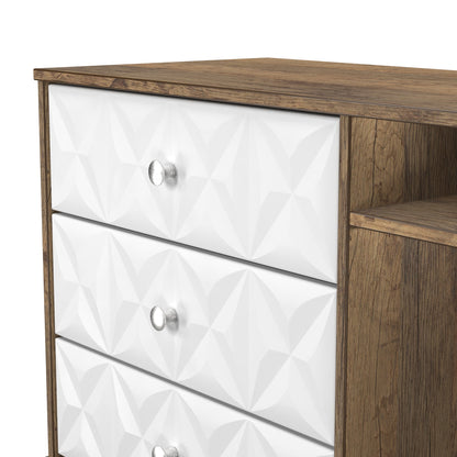 Pixel TV Unit White & Vintage Oak 2 Shelves 3 Drawers 97cm