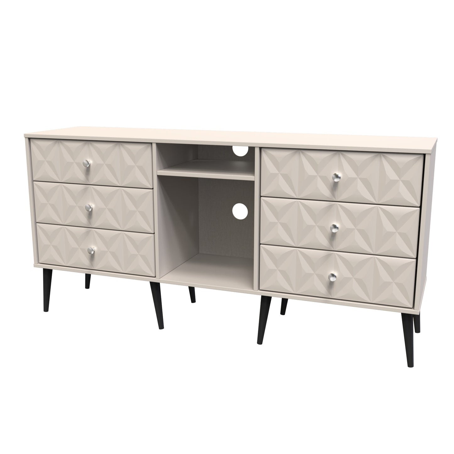 Pixel Large Sideboard Off-white 2 Shelves 6 Drawers 152cm