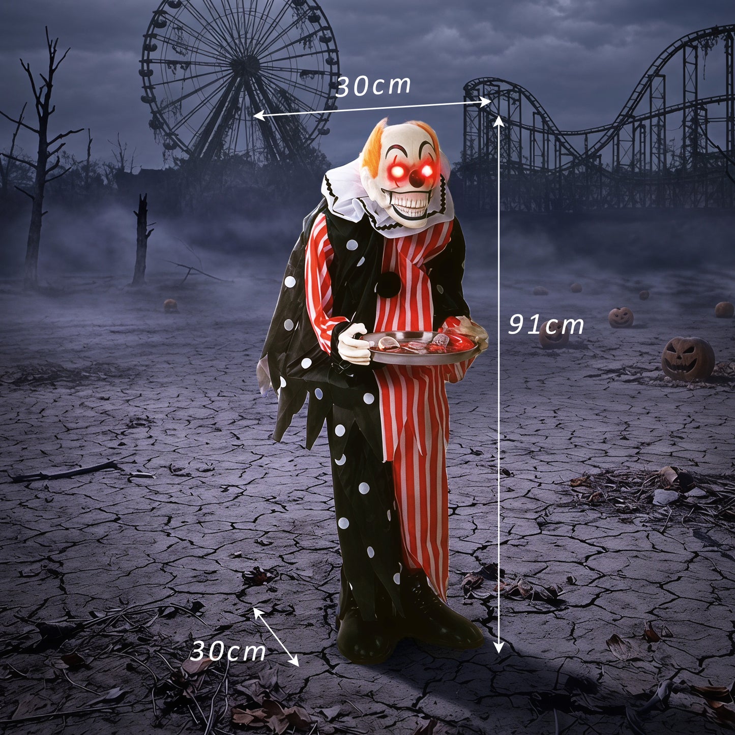 Animated Scary Clown Halloween Decoration - 91cm
