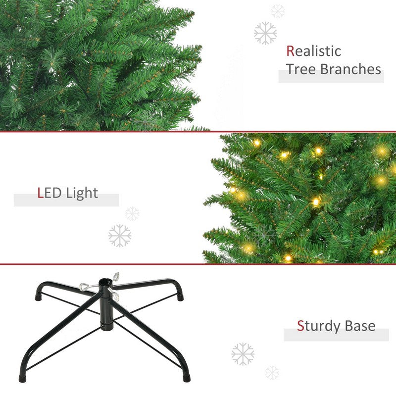 6 Foot Prelit Artificial Christmas Tree with Warm White LED Light Holiday Home Decoration