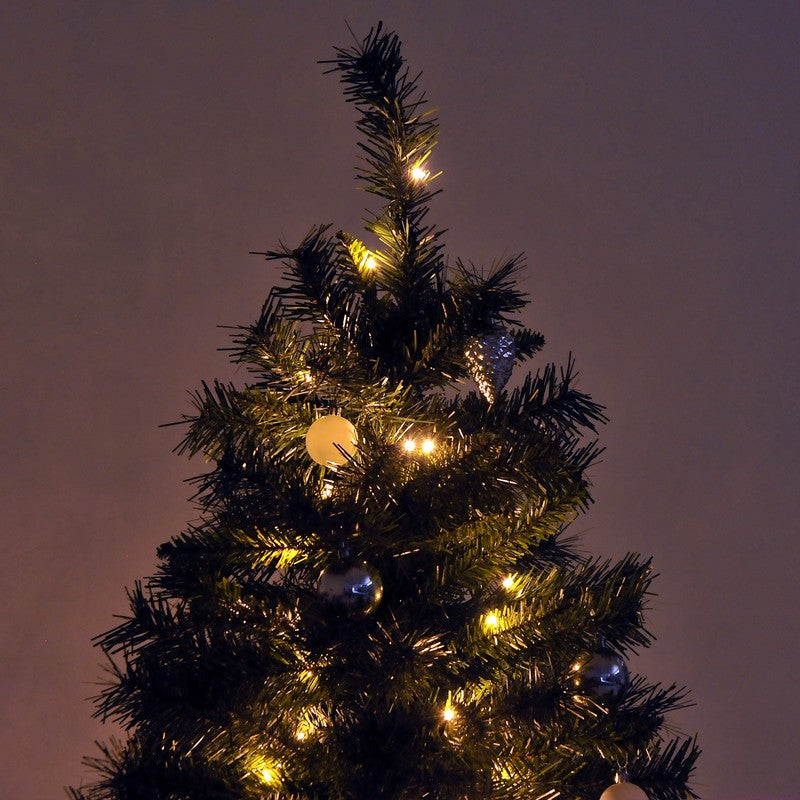 6 Foot Pre-Lit Artificial Christmas Tree 200 LED Xmas Tree Holiday Décor with Decorative Balls Ornament Metal Stand Green