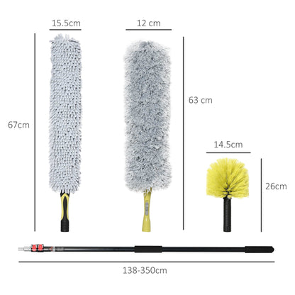 4-Pieces Extendable Feather Duster with Aluminium Telescopic Pole 54" -138"