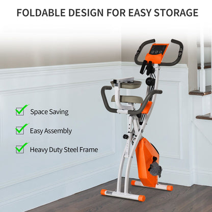 Folding Exercise Bike Upright Recumbent Stationary Cycling Magnetic w/ Band