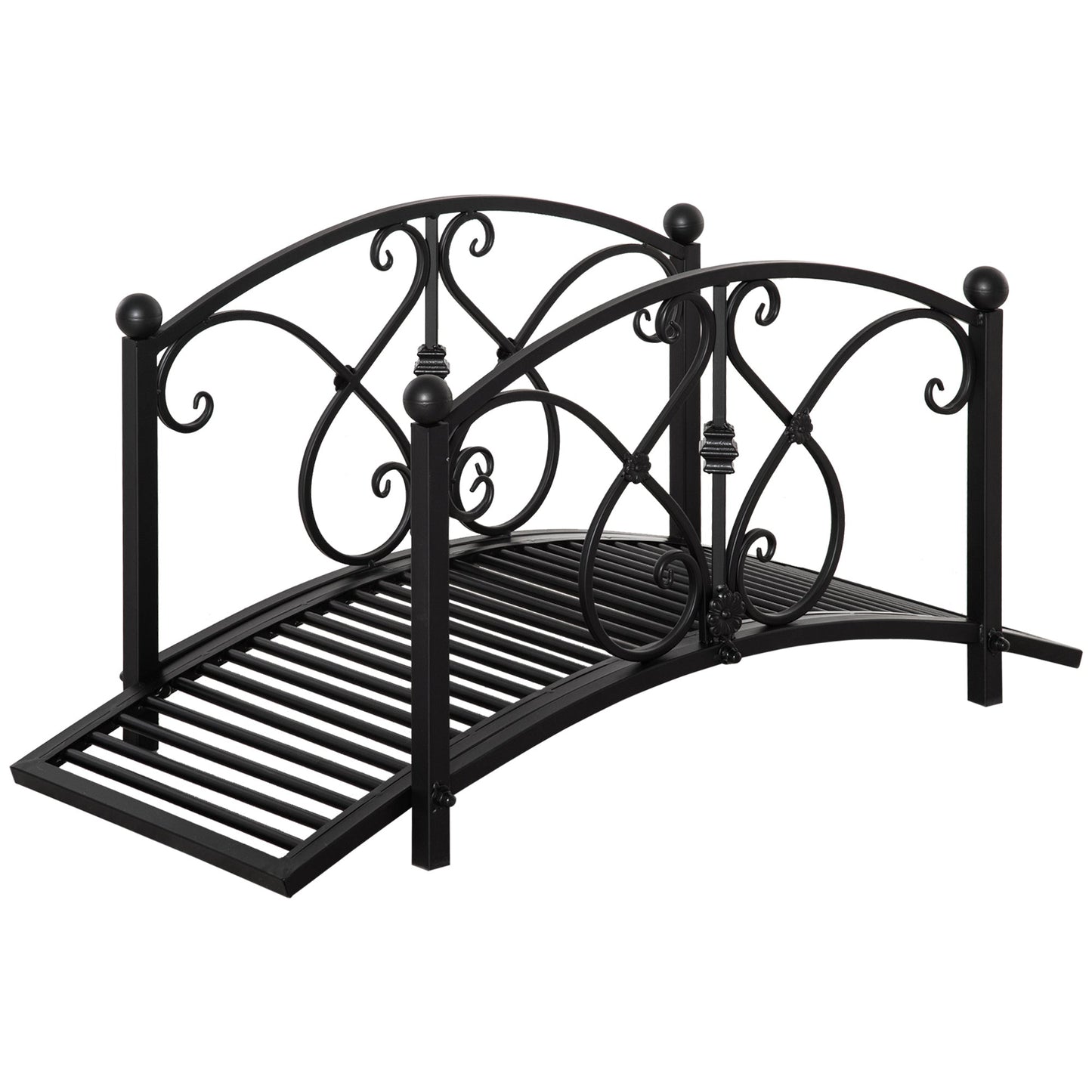 Classic Garden Bridge with Safety Railings Arc Footbridge Decorative Pond for Backyard Creek Stream Primary Image