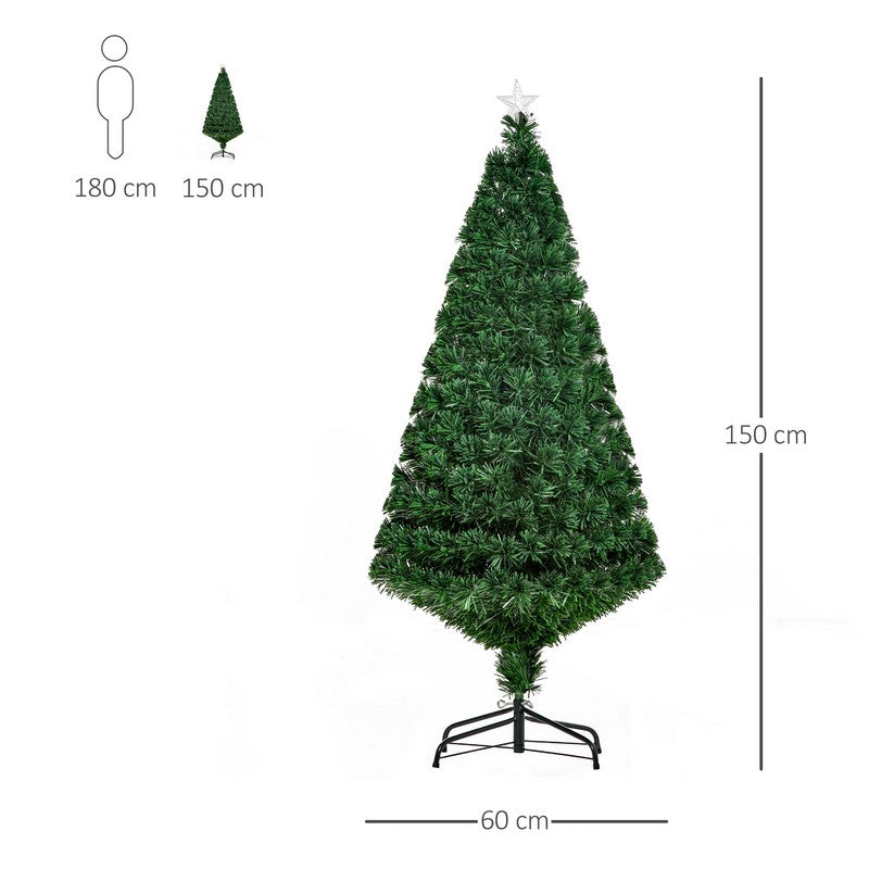 5 Foot Pre-Lit Fibre Optic Artificial Christmas Tree Holiday Xmas Décor with Tree Topper Multi-Colour