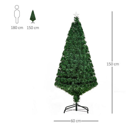 5 Foot Pre-Lit Fibre Optic Artificial Christmas Tree Holiday Xmas Décor with Tree Topper Multi-Colour