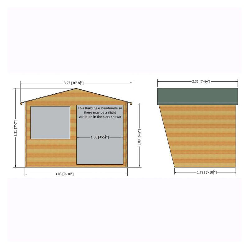 Shire Shire Sandringham 10' 8" x 7' 8" Apex Summerhouse - Premium 12mm Cladding Shiplap
