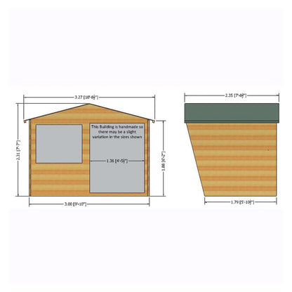 Shire Shire Sandringham 10' 8" x 7' 8" Apex Summerhouse - Premium 12mm Cladding Shiplap