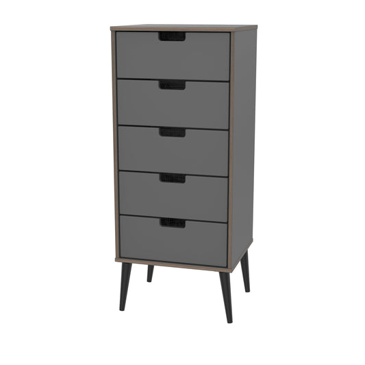 Shanghai B Tall Tallboy Dark Grey 5 Drawers 45cm