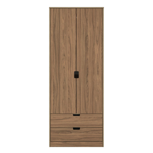 Shanghai B Tall Wardrobe Dark Walnut 2 Drawers 77cm
