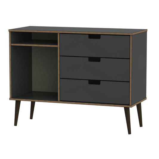 Shanghai B TV Unit Dark Grey 2 Shelves 3 Drawers 97cm