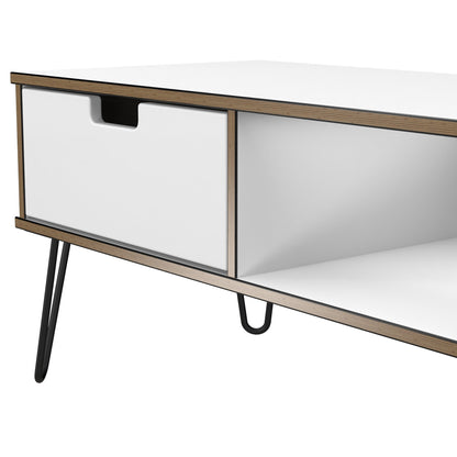 Shanghai C Coffee Table White 1 Shelf 1 Drawer 92cm