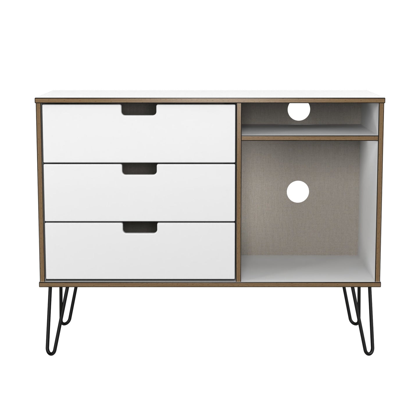 Shanghai C TV Unit White 2 Shelves 3 Drawers 97cm