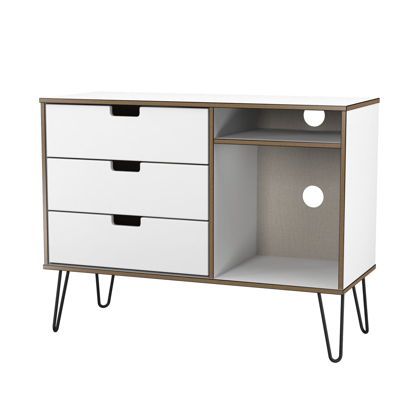 Shanghai C TV Unit White 2 Shelves 3 Drawers 97cm