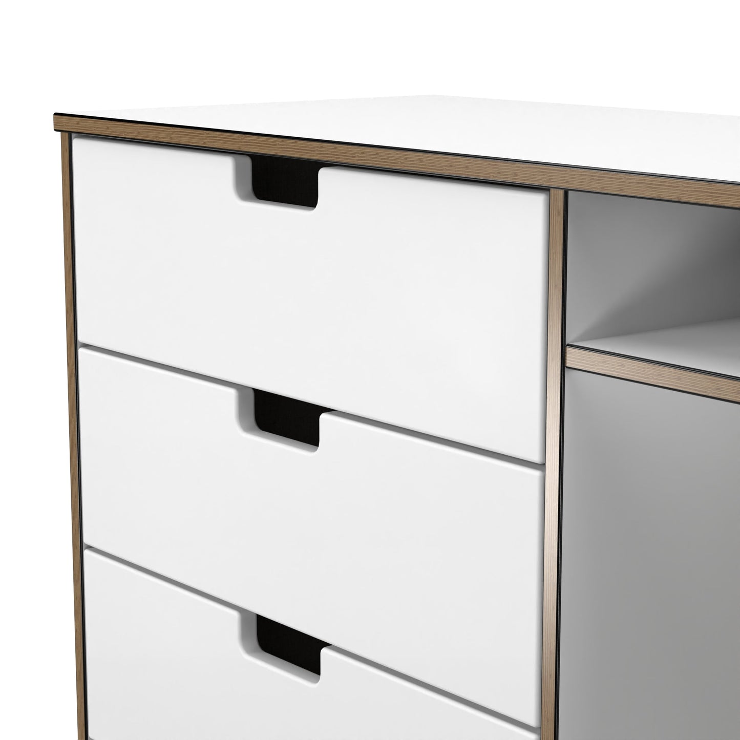 Shanghai C TV Unit White 2 Shelves 3 Drawers 97cm