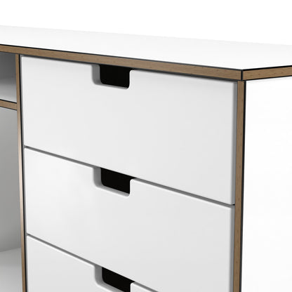 Shanghai C Large Sideboard White 2 Shelves 6 Drawers 152cm