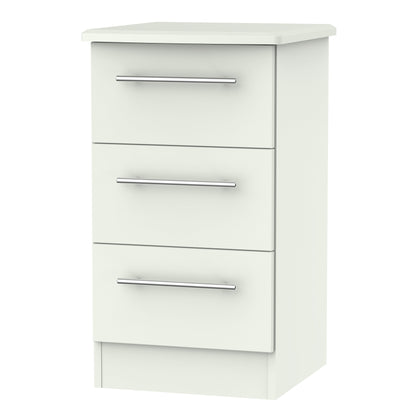 Sherwood Bedside Table White 3 Drawers 40cm