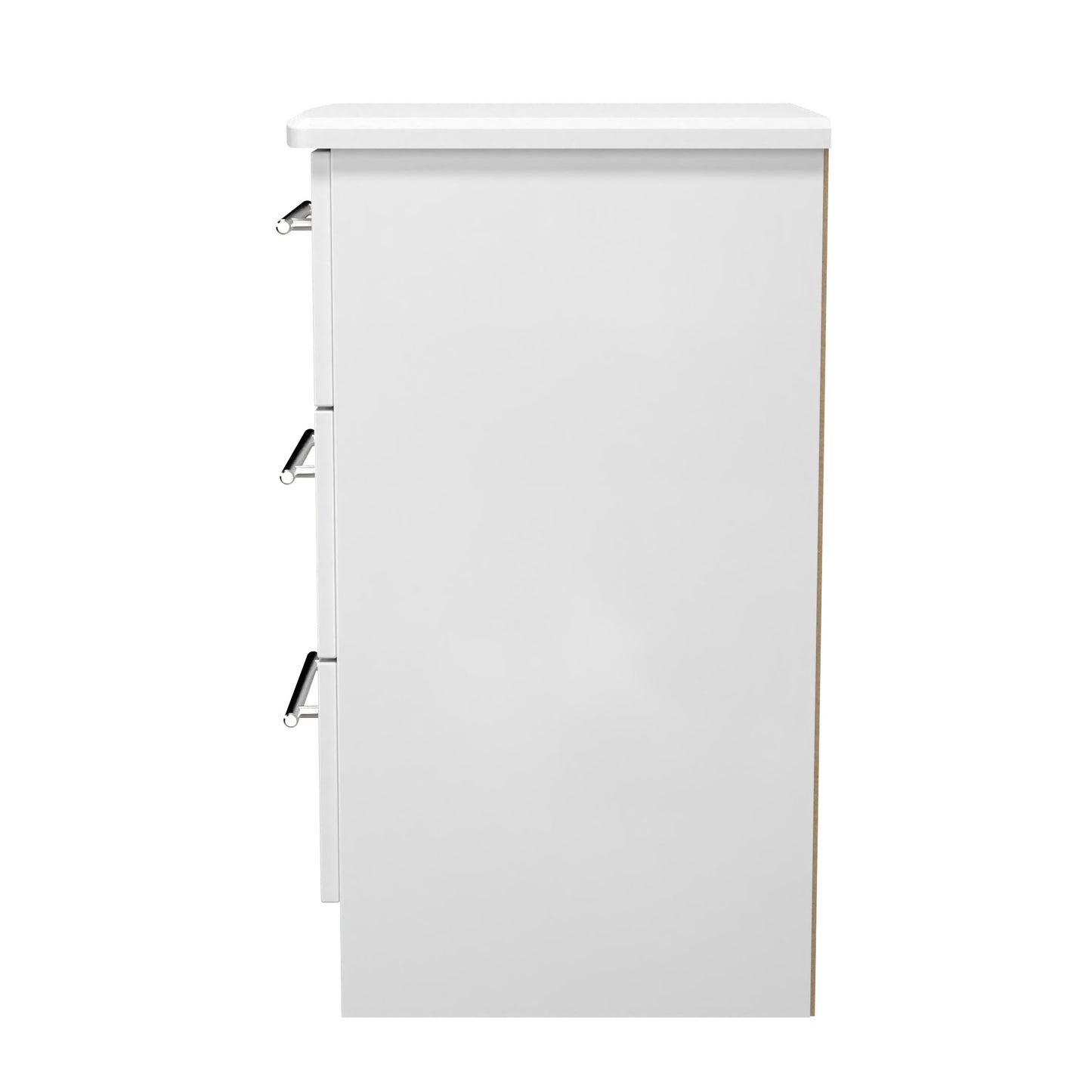 Sherwood Bedside Table White 3 Drawers 40cm