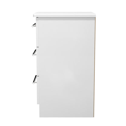 Sherwood Bedside Table White 3 Drawers 40cm