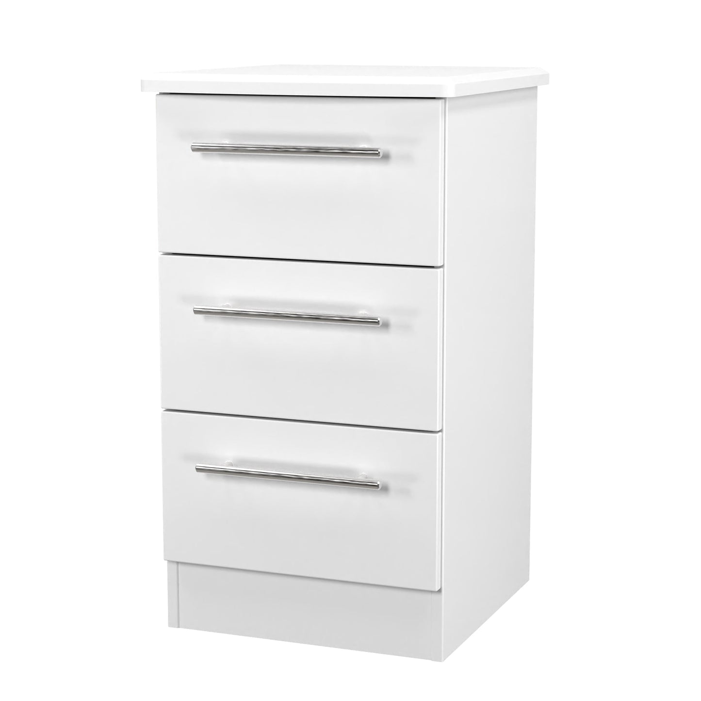 Sherwood Bedside Table White 3 Drawers 40cm
