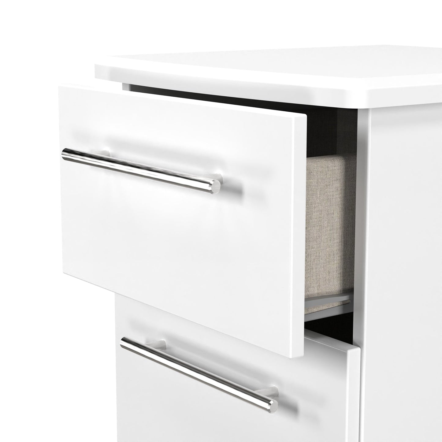 Sherwood Bedside Table White 3 Drawers 40cm