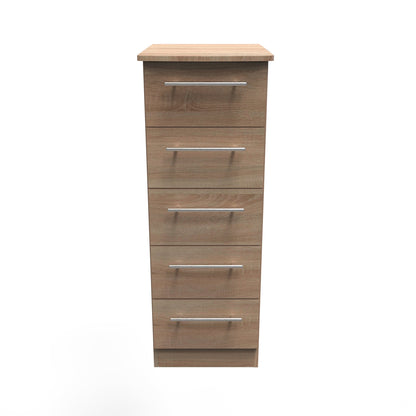 Sherwood Tall Tallboy Light Oak 5 Drawers 40cm