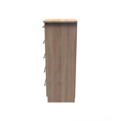 Sherwood Tall Tallboy Light Oak 5 Drawers 40cm