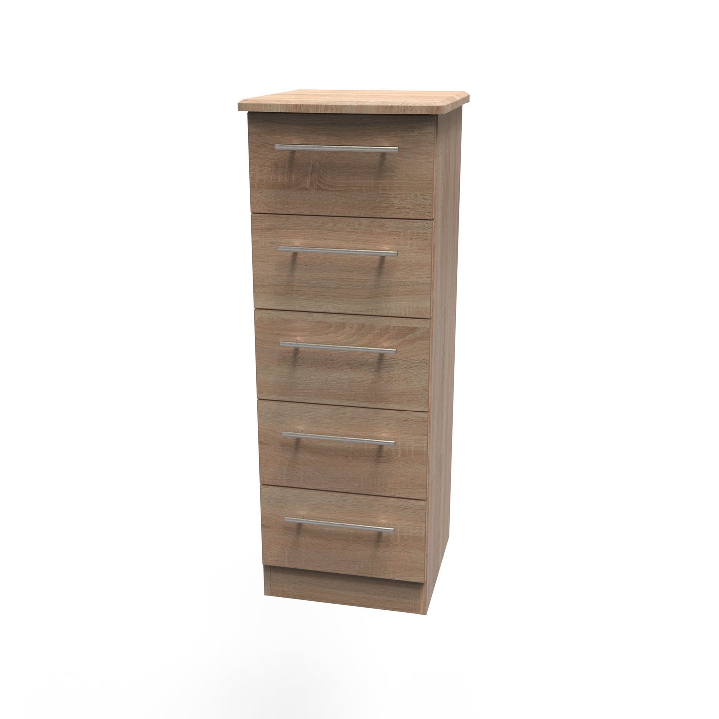 Sherwood Tall Tallboy Light Oak 5 Drawers 40cm