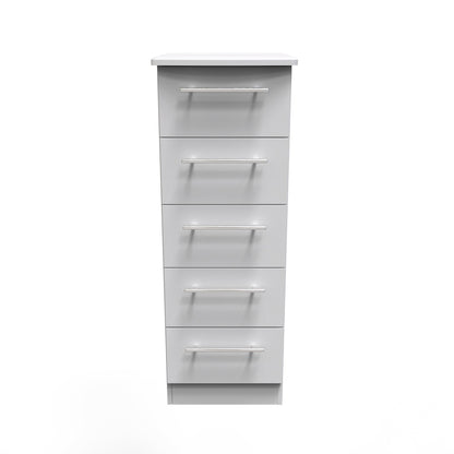 Sherwood Tall Tallboy Grey 5 Drawers 40cm