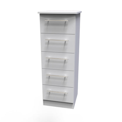 Sherwood Tall Tallboy Grey 5 Drawers 40cm