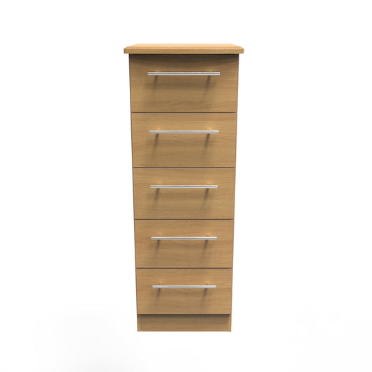 Sherwood Tall Tallboy Natural 5 Drawers 40cm